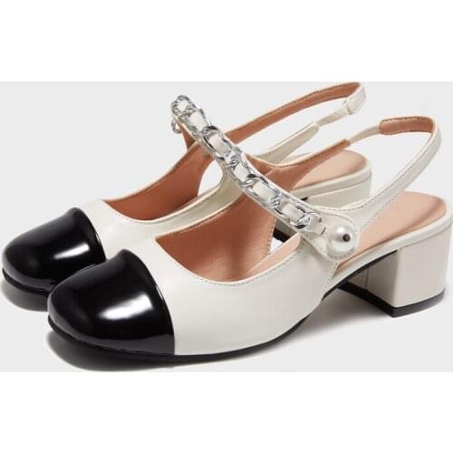 Hot Sale 6cm High Heels Summer Women Shoes Dress Shoes Mid Heel Square Head Fashion Shoes Wedding Party Sandals Shoes Women