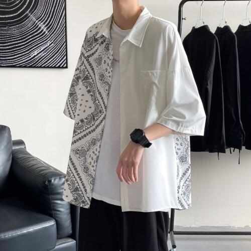 Fashion Design Short Sleeve Casual Shirt Mens Print Beach Blouse Nice Summer Clothing Plus Size Shirt For Man