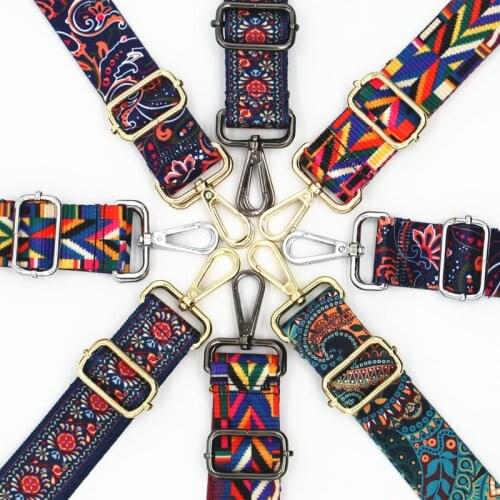 140cm Nylon Bag Strap National Style Panelled Striped Adjustable Shoulder Bag Belt Handbag Strap Replacement Accessory KZ151353