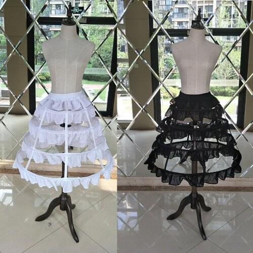 Lolita Underskirt Petticoats Bridal 4 Hoops Crinoline Birdcage Petticoat Ruffles Wedding Jupon Rockabilly Accessories