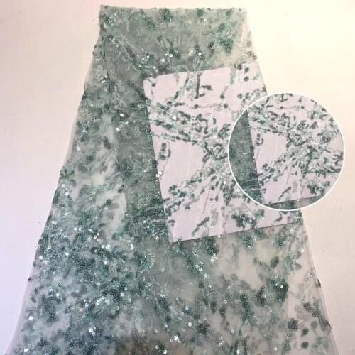 The Latest African Lace Fabric 2021 High Quality Nigeria French Mesh Sequin Embroidery Tulle Lace Dress ZX37851