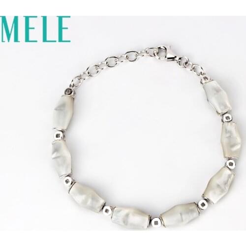 New fashion white deep sea shell bracelet for women,cylindrical clean and bright fashion jewelry with 925 sterling silver