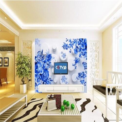 Beibehang custom wallpaper 3d home decoration picture background blue floral modern hotel room murals papel de parede adesivo
