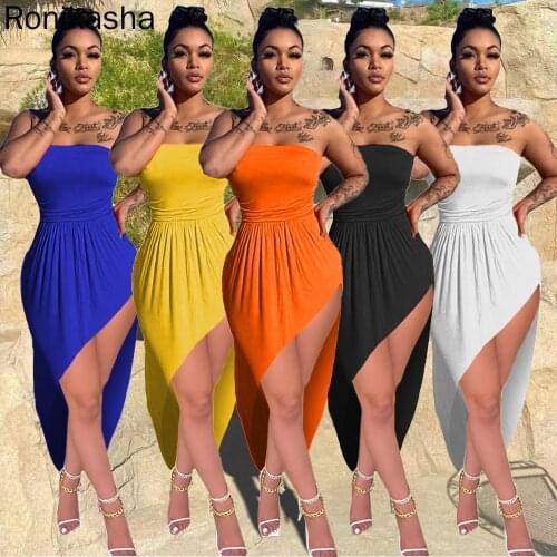 Ronikasha Off the Shoulder Dress for Women Asymmetric Strapless Backless One Piece Skirt Beach Summer Dresse