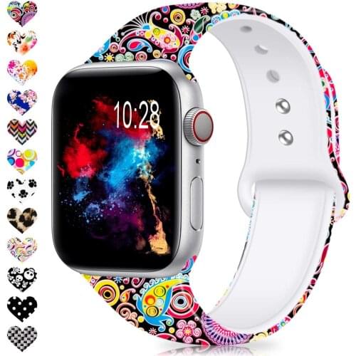 Printing silicone Strap For Apple Watch band 44mm 40mm 42mm 38mm correa women bracelet iwatch band apple Watch 4 3 6 5 se
