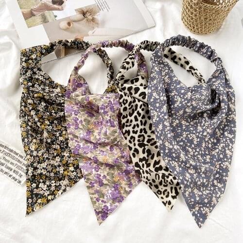 Summer Printting Hair Scarf Scrunchies Vintage Triangle Bandanas Hairband Headband Elastic Hair Bands Headwrap Hair Accessories