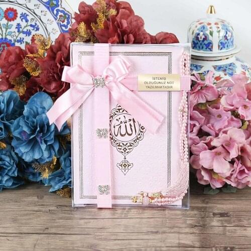 Pink Thermo Leather Yasin, Pearl Rosary Gift Set Set FREE SHİPPİNG