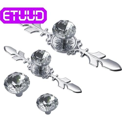 Luxury Diamond Crystal Handles Shoebox Cabinet Handles Closet Dresser Drawer Knobs Wardrobe Pulls Pullers Furniture Hardware