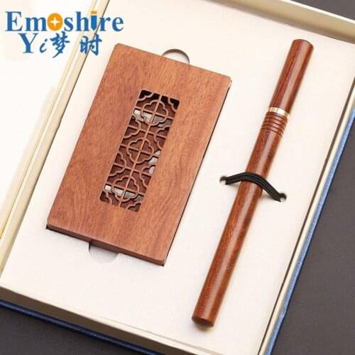 Ballpoint Pen and Card Box Set Creative Wood Roller Ball Pen Card Holder Business Office Gifts Custom P388