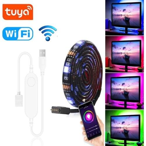 5v USB LED light strip bedroom Flexible waterproof Tuya WIFI smart colorful APP 5050 RGB lights strips led lighting blacklight