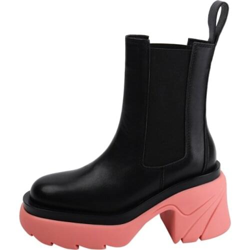 2021 Autumn High-heeled Womens Boots Punk Gothic Shoes Ankle Boots Casual Ladies Elastic Boots High Platform Short Boots Green