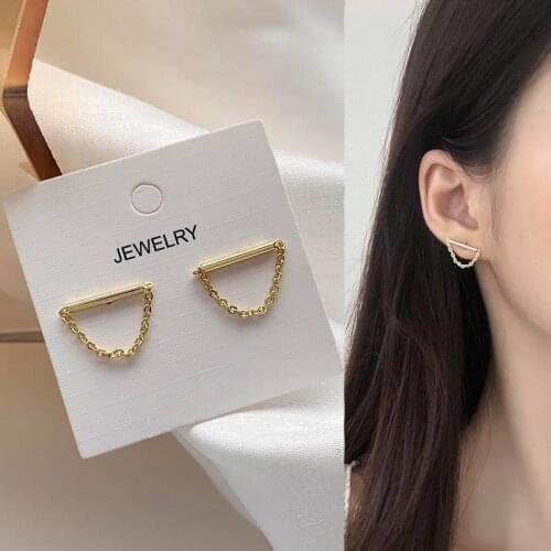 Ruanme pair of earrings stud earrings geometry contracted small temperament women chain tassel earrings pendant jewelry