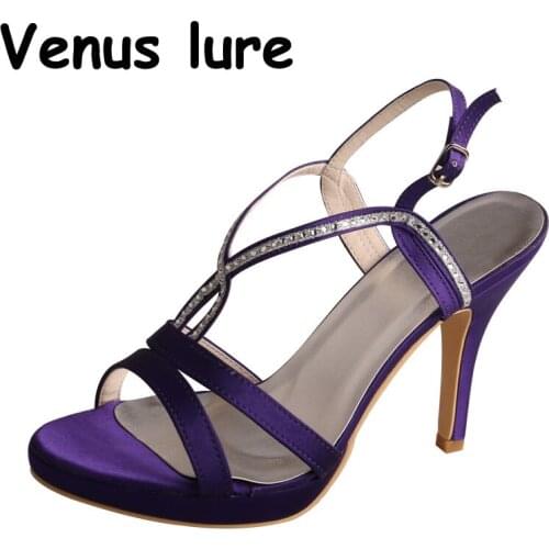 23 Colors Comfortable Party Shoes for Women Purple Heels with Platform Size 9