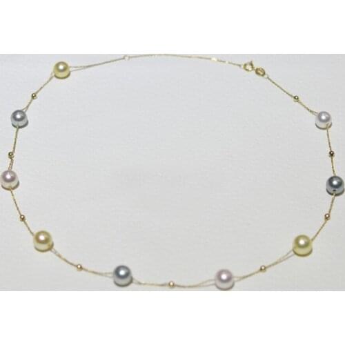 ZHIXI Real Natural Pearl Necklace for Women 18K Gold Pure AU750 Chain Female AKOYA Seawater Pearl Party Fine Jewelry X530