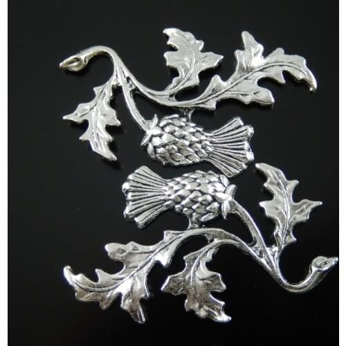 10pcs/pack Top Wholesale Antique Silver Color Necklace Pendant Tone Alloy Thistle Plant Jewelry Accessories 47*32*2mm AU32136