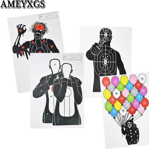 20pcs Archery Target Paper 4 Types Zombie Clown Shooting Practice Arrowhead Field Point Aim Paper