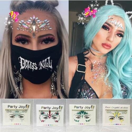 3D Face Jewels Temporary Tattoo Sexy Body Eyeshadow Rhinestone Party Face Sticker Woman Tatoo Crystal Eyes Sticker Face Jewels