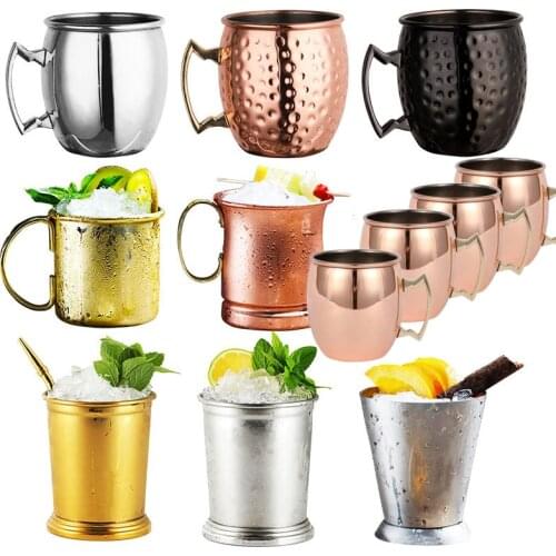 550ml 18 Ounces Moscow Mule Mug Stainless Steel Hammered Copper Plated Beer Cup Coffee Cup Bar Drinkware
