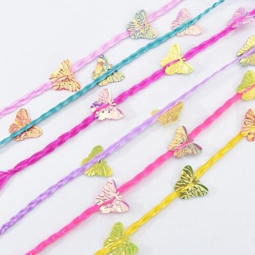 6-Piece Colorful Woven Butterfly Shell Wig Candy Braid Hairpin Hair Accessories For Litter Girls Cute Gift Jewelry Headwear