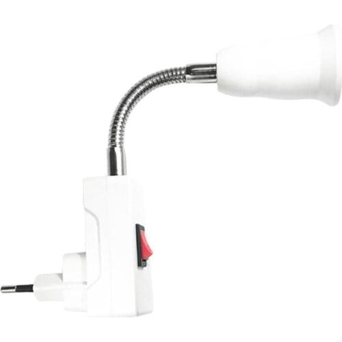 1pcs E27 Lampholder Bulb Adapter E27 Lampholder Bulb Adapter with Botton Switch EU Plug White Support Dropshipping