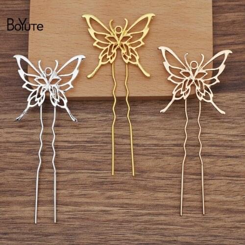 BoYuTe (10 Pieces/Lot) 41*35MM Alloy Butterfly Hairpin Materials Handmade Diy Hair Jewelry Accessories