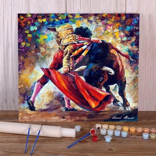 Bull Fight Coloring By Numbers Painting Kit Oil Paints 50*70 Boards By Numbers Loft Wall Picture For Wholesale
