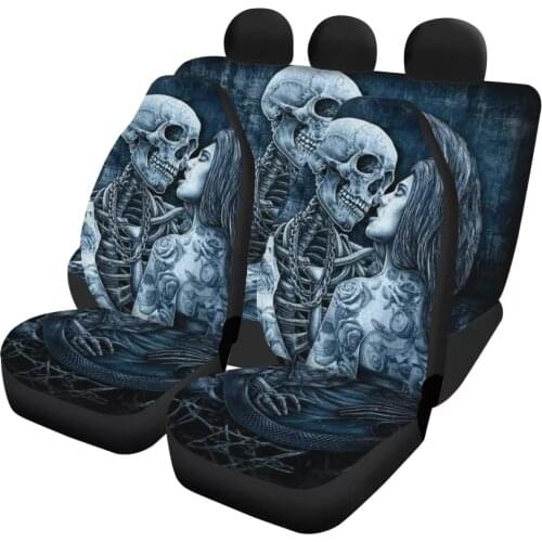 Sugar Skull Punk Style Print Car Seat Cover Rose Skull Front and Back Car Interior Seat Covers Nonslip Seat Cover for Women/Men