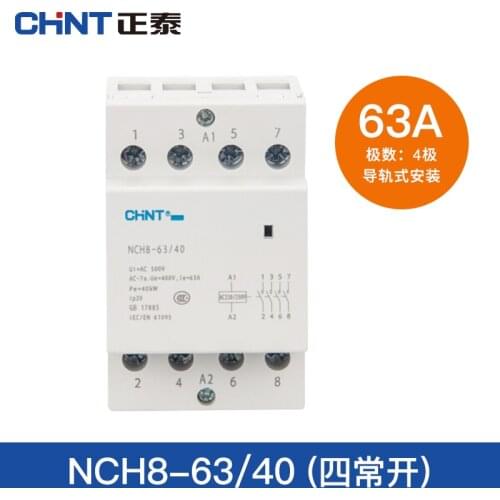 CHINT NCH8 3-phase Din Rail Household AC Contactor 220V 500V~ 40A/63A 4NO/2NO2NC Contactor