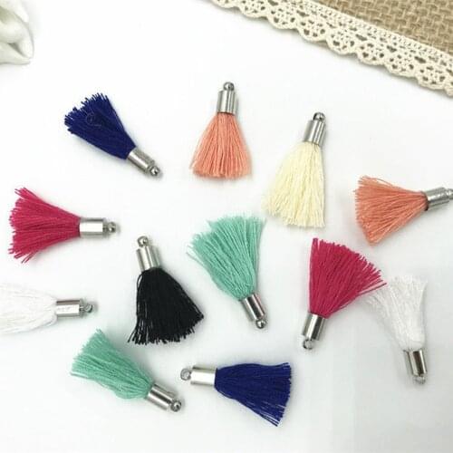 DIY 40pcs Mini Cotton Thread Metal hat Tassel Pendant Handicrafts Keychain decoration 25mm