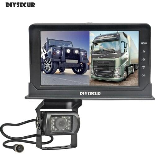 DIYSECUR AHD LED Camera IPS 1080P 7" Truck DVR Monitor Driving Recorder Dual Lens Front/Rear Recording IR Night Vision Reversing