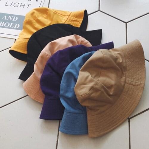 Double-sided Wearing Cap Solid Color Bucket Hat Men Women Cotton Flat Sun Hat Reversible Fisherman Hat Winter Warm Bucket Cap