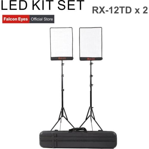 Falcon Eyes 50W For Video dslr Studio Fotografia Bi-Color LED Photography Light Waterproof Portable Continuous RX-12TD Kit Set