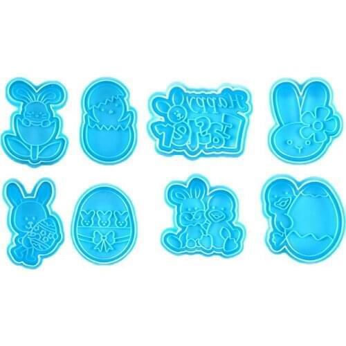 4pcs Shape Cookie Cutters Animal Rabbit Camel Plastic 3D Cartoon Pressable Biscuit Mold Stamp Kitchen Baking Pastry Bakeware
