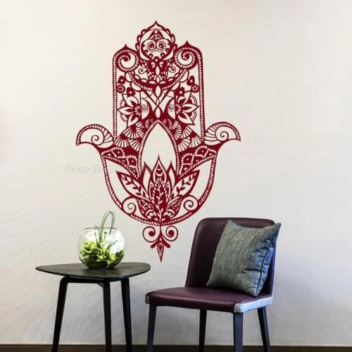 Art Home Decor Wall Decal Fatima Yoga Studio 3D Vinyl Wall Sticker Fatima Lotus Patterns Indian Buddha Mural Bedroom Decor LL940