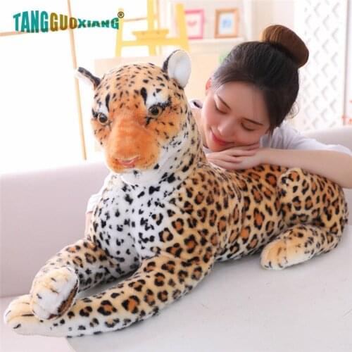 30-90cm Simulation Black Spotted Leopard Plush Toys Pillow Soft Stuffed Animal Doll Panther Kids Present Birthday Xmas Gift