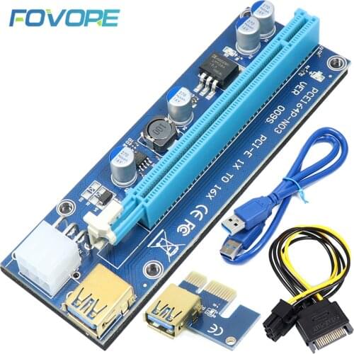 Golden VER009S PCI-E Riser Card 009S PCI Express PCIE 1X to 16X 100CM 60CM USB 3.0 Cable 6Pin Power for BTC Miner Mining