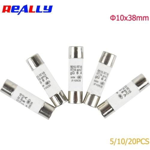 5/10/20Pcs 10*38 Fast blow Ceramic Fuse 10x38mm Fuse 380V 500V 0.5A 1A 2A 3A 4A 5A 6A 8A 10A 16A 20A 25A 32A 40A RO15 RT18 RT14