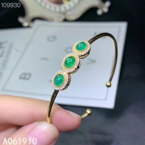 KJJEAXCMY boutique jewelry 925 sterling silver inlaid Natural emerald gemstone ladies bracelet support detection exquisite