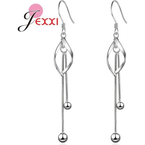 Classic Women Jewelry 925 Sterling Silver Dangle Earrings Long Dangle Beads Women Wedding Gifts Fast Shipping