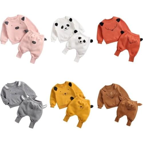 2021 Kids Clothes 1-3T Sweater Harem Pants Suit Winter Baby Girls Animal Sets Children Sweety Clothing Thicken Soft Boys Outfits