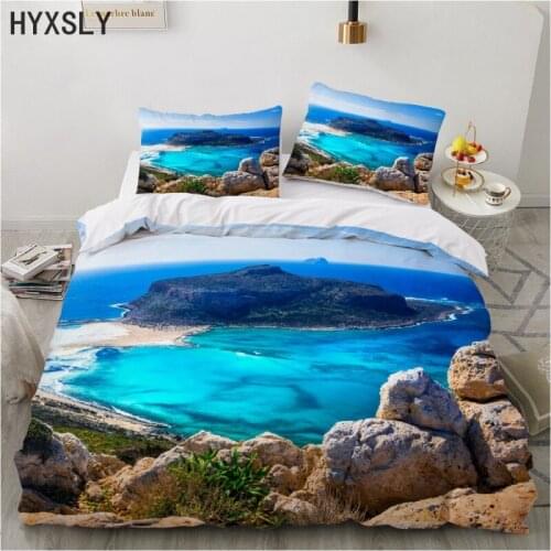 Beautiful Sea Water Ptrint Scenery Bedding Set Natural Design Duvet Cover With Pillowcase 2/3Pcs Home Decor Bedclothes Textile
