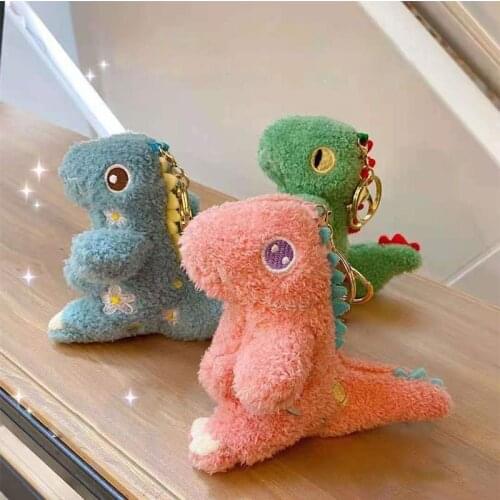 Creative cute sitting dinosaur Pendant Keychain good quality soft Soothing doll christmase funny couple gift