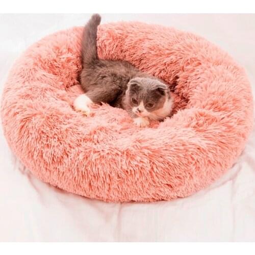 Round Dog Bed For Cats Bed For Dogs Coussin Chien Apaisant Beds Large Dogs Cushion Panier Chien Tout Doux Comfortable Cuddler