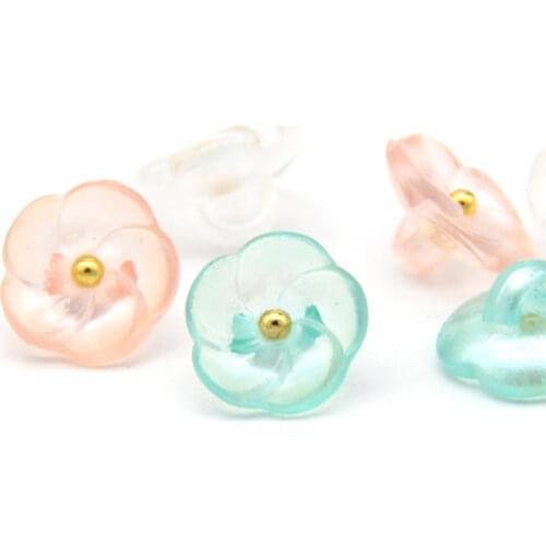 HENGC Small Pink Green Flower Metal Shirt Buttons For Clothing Fashion White Dress Decorative DIY Crafts Accessories Wholesale