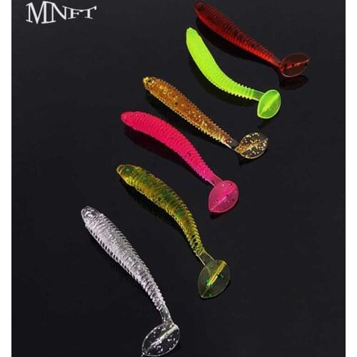 MNFT 100Pcs Fishing Artificial Soft Baits Tackle T-tail Worm Swimbait 0.6g/4.5-5cm Plastic Worms Lure