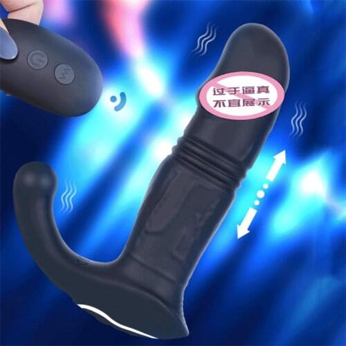 Automatic Telescopic Remote Control Anal Dildo Vibrator Male Prostate Massager Vibrating Butt Plug Anal Sex Toys For Men Woman