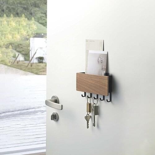 Japanese-style Wall-mounted Key Rack, Punch-free Hook Key Rack, Multifunctional Solid Wood Debris Storage Rack At The Door
