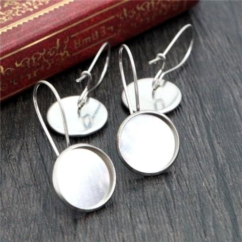 No Fade ) 12mm 10pcs Stainless Steel DIY French Lever Back Earrings Blank/Base,Fit 12mm Glass Cabochons,Buttons