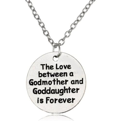Love Between A Godmother And Goddaughter Is Forever Pendant Chain Necklace Family Jewelry Grandma Daughter Girls Necklaces Gifts