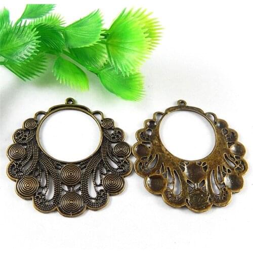 4PCS/Pack Vintage Bronze Color Tone Alloy Collor Shape Pendant Charms Handmade Craft for Earrings,Necklace 21*15*1mm 51015